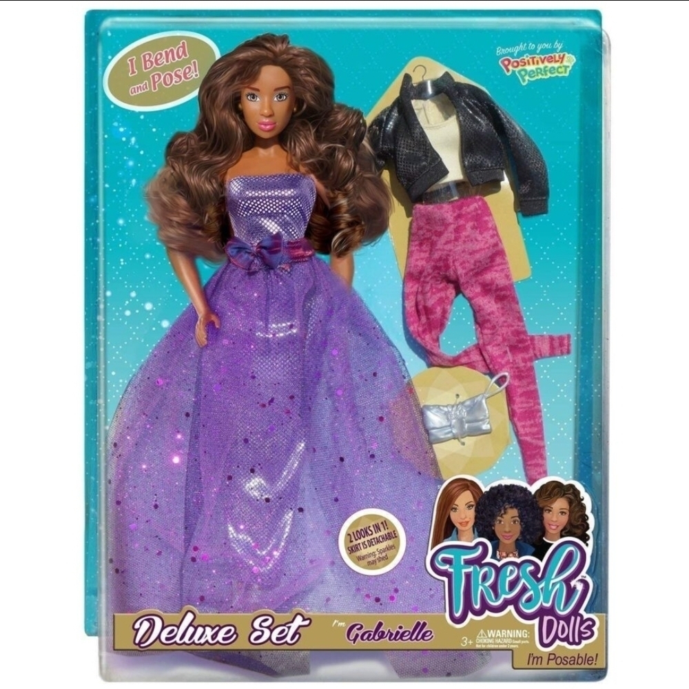 Fresh Dolls Deluxe Set Gabrielle 12″ Articulated African American Doll, NEW